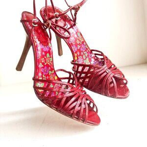 Vintage Aldo Leather Red Strappy Sexy High Heels 39